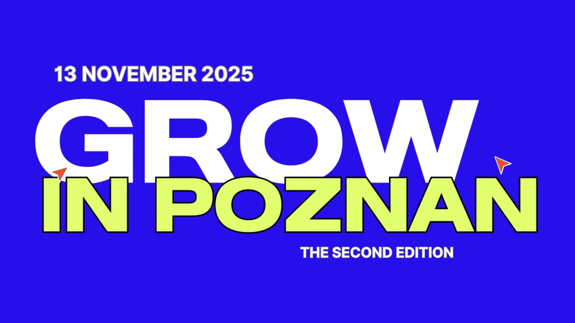 Logotyp Grow in Poznan na tle granatowym
