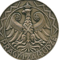 Medal nagrodowy srebrny (mały) PWK w Poznaniu, proj. Kazimiera Pajzderska