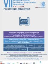 Plakat wydarzenia. Tekst na fioletowym i niebieskim polu.