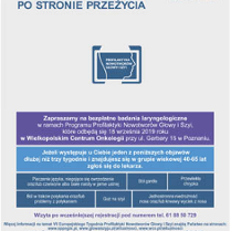 Plakat wydarzenia. Tekst na fioletowym i niebieskim polu.