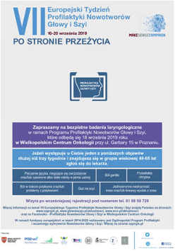 Plakat wydarzenia. Tekst na fioletowym i niebieskim polu.