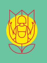 Plakat. Na zielonym tle wyrysowana czerwoną linią postać czytająca mapę. Postać znajduje się w żółtym okręgu.