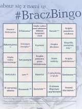 Plansza do zabawy. Na górze napis #BraczBingo.