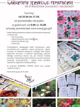 Informacje z plakatu zawarte w artykule.Po prawej i na dole plansze i zdjęcia z zajęć.