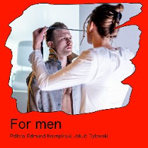 W czerwonej ramce wyciętej w nieregularny kształt znajduje się zdjęcie przedstawiające dwoje aktorów na scenie. Na czerwonym tle nazwa wydarzenia zawarta w treści artykułu.