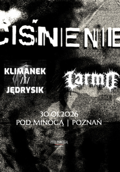 W tle czarno białe cienie oraz mało widoczna mapa z napisem "Poznań". Na froncie białe napisy - informacje o wydarzeniu zawarte w treści artykułu.