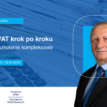 Grafika promocyjna szkolenia pt. Podatek VAT. Na zdjęciu Paweł Małecki.