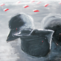 ,,WALKA NIERÓWNA 1939" J.W.Malik, 95 cm x 140 cm, akryl, 2019