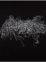 Rysunek złożony z białych linii na czarnym tle