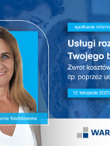 grafika zapraszająca na szkolenie Zwrot kosztów szkoleń, doradztwa itp. poprzez udział w projekcie "Usługi rozwojowe dla Twojego biznesu".