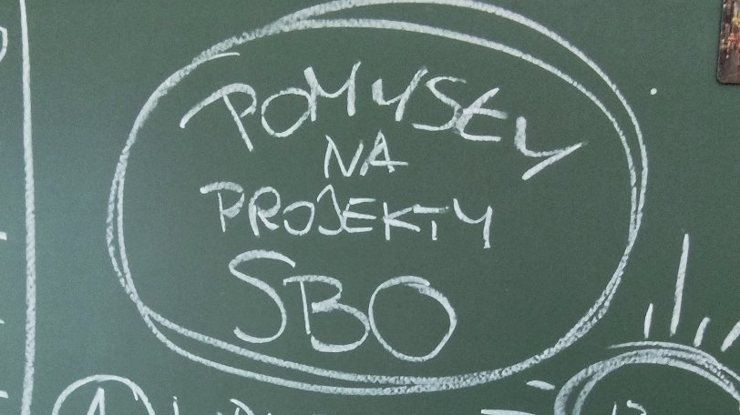 Zdjęcie tablicy z wymienionymi propozycjami projektów do Szkolnego Budżetu Obywatelskiego
