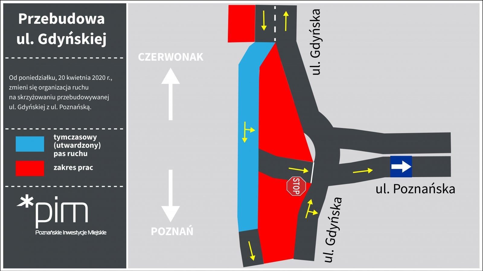 Przebudowa ul. Gdyńskiej - zmiany na skrzyżowaniu z ul. Poznańską fot. PIM