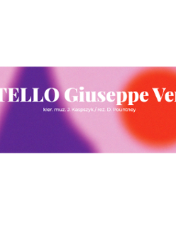 na różowo-fioletowo-czerwonym tle biały tytuł i nazwiska autorów spektaklu