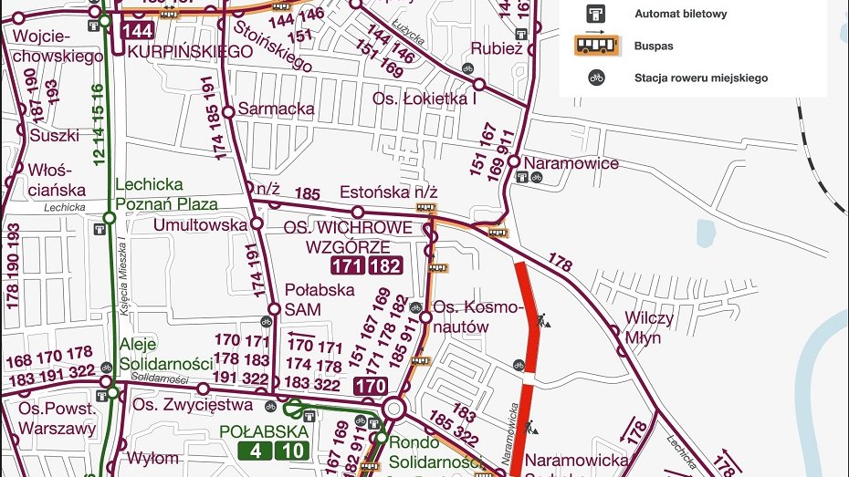 Schemat komunikacji publicznej i buspasów od 30 05 2020