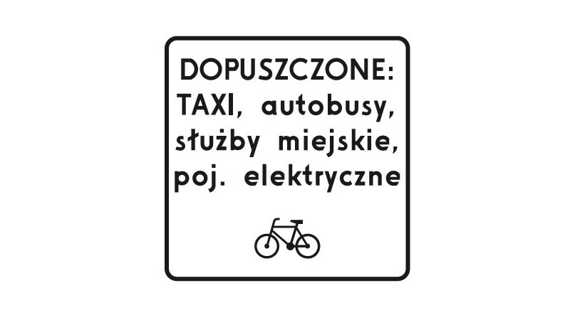 Tablica podznakowa z symbolem roweru.