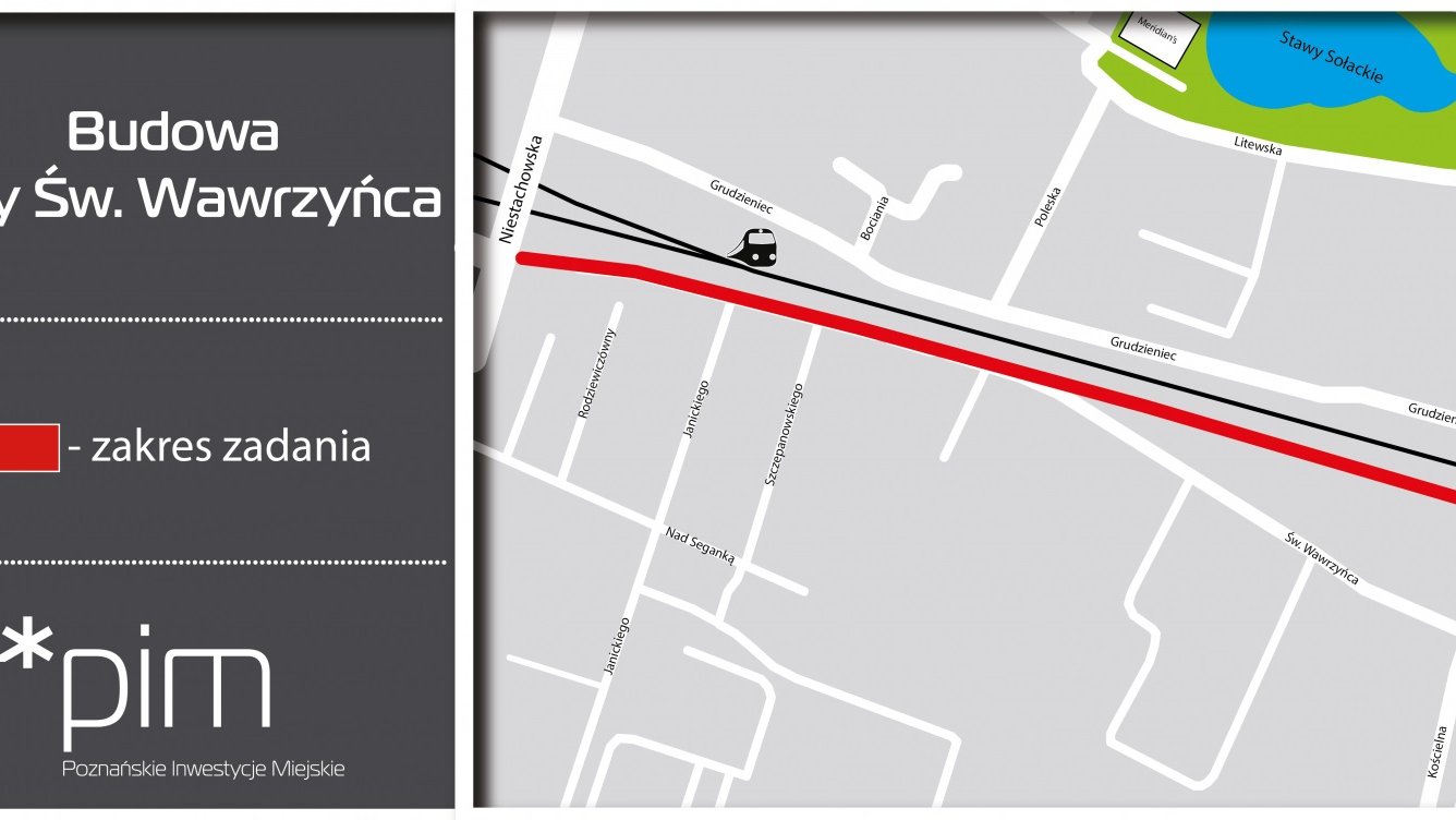 Mapa. Wizualizacja nowej ulicy na planie.