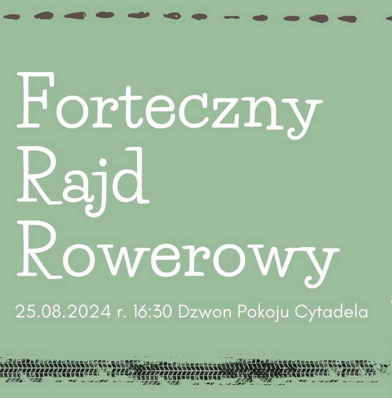 Plakat, na zielonym tle napis Forteczny Rajd Rowerowy. - grafika artykułu