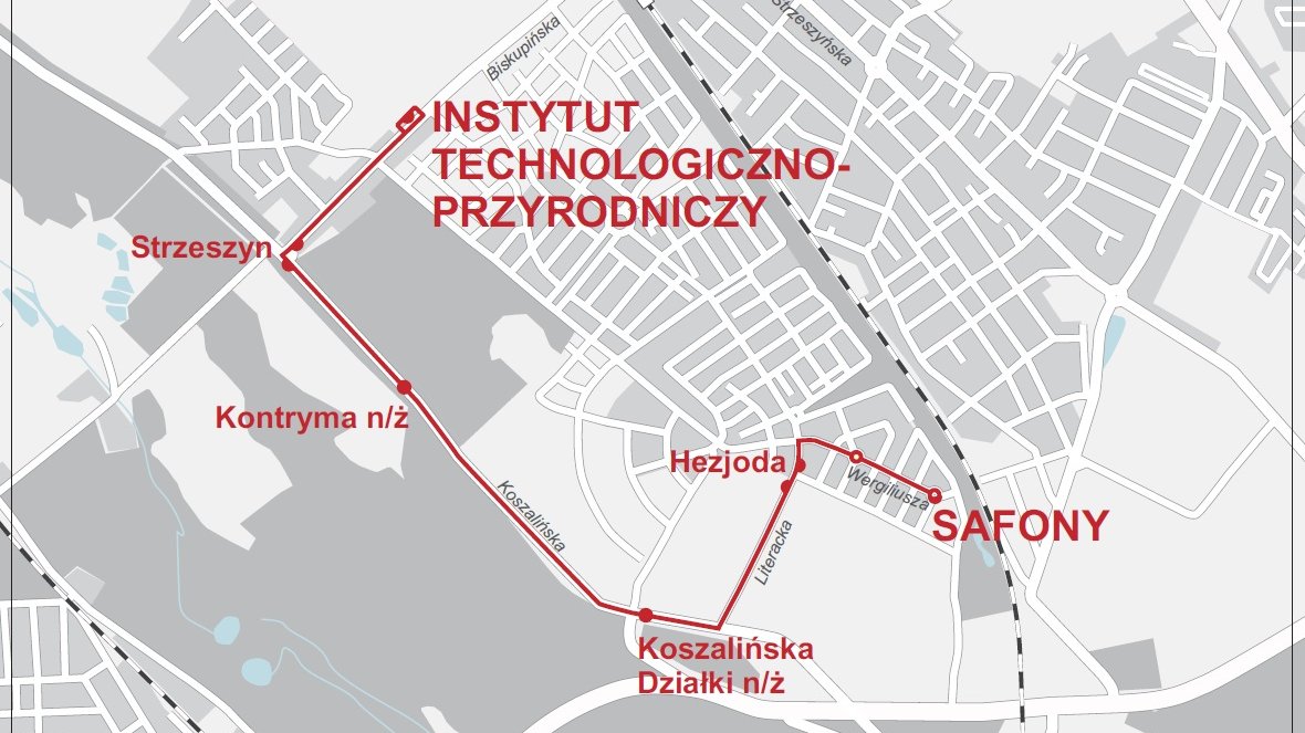Schemat nowej linii autobusowaj nr 124
