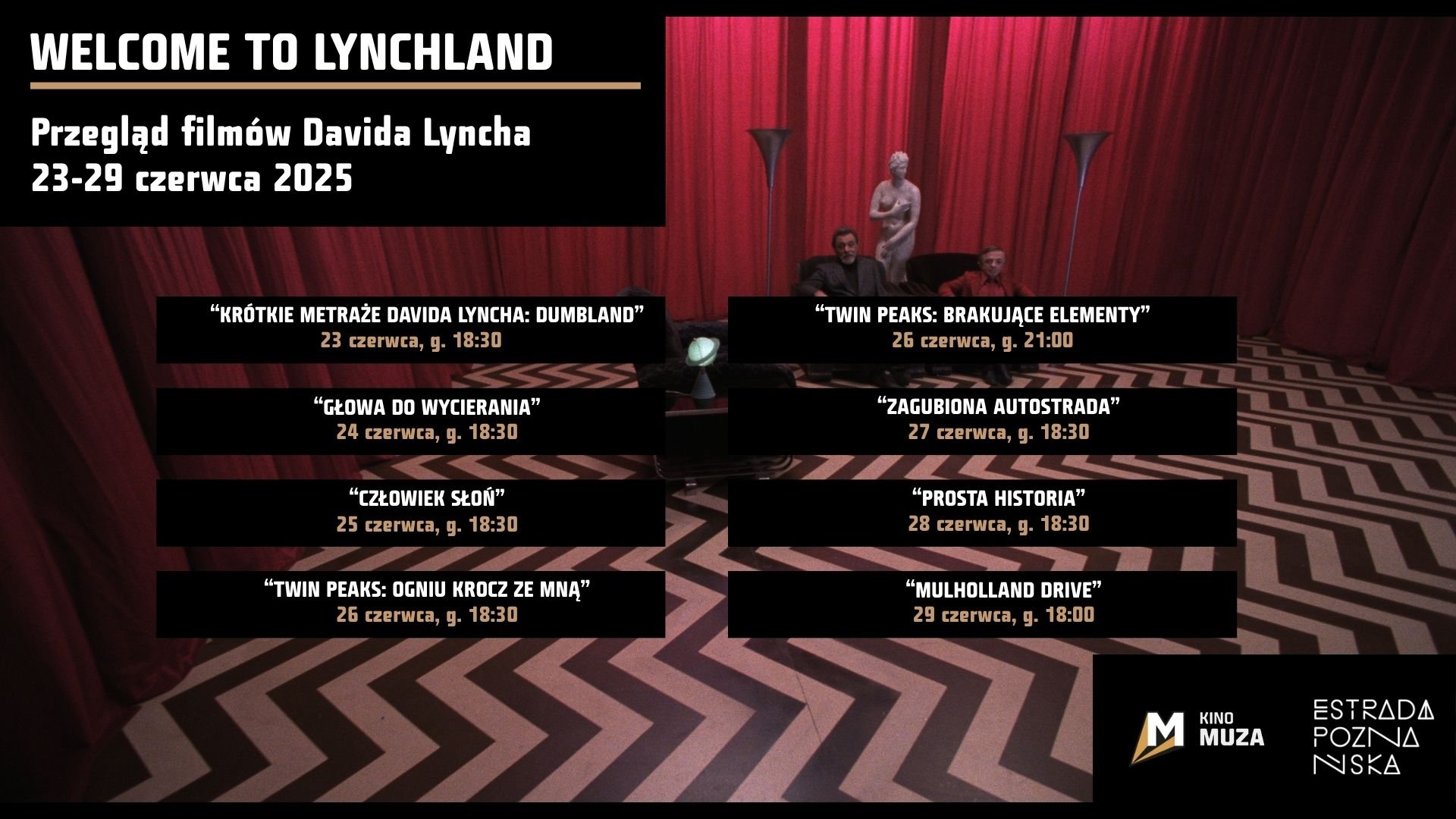 Plakat do przeglądu filmów Davida Lyncha