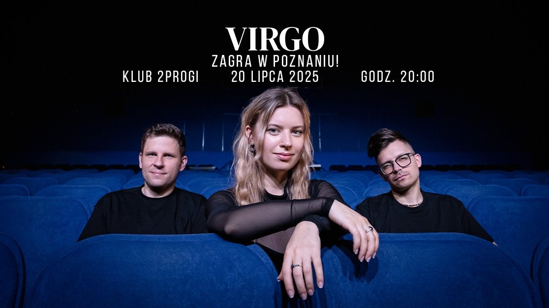 Plakat do wydarzenia ze zdjęciem zespołu w tle i informacjami o koncercie
