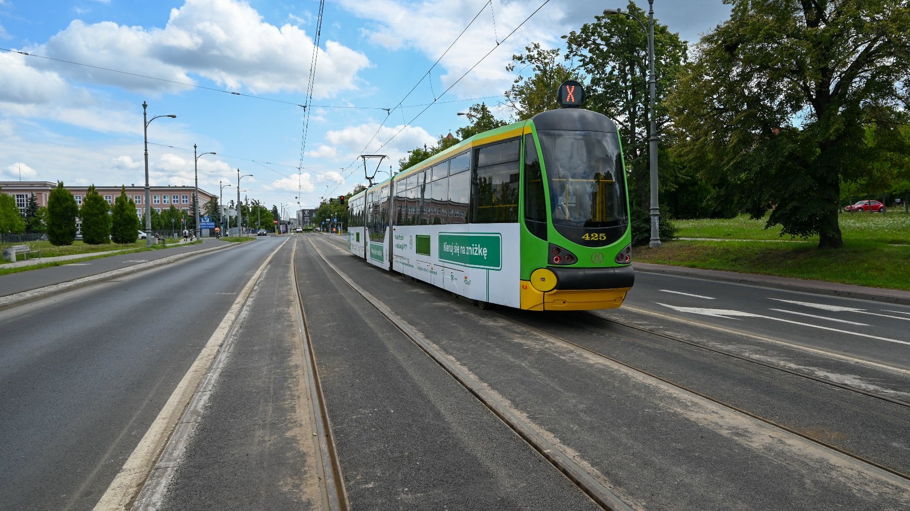 Przejazd techniczny tramwaju po trasie od mostu św. Rocha