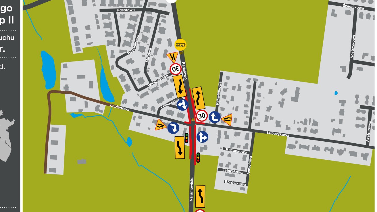 Schemat z zaznaczonymi miejcami zmian organizacji
