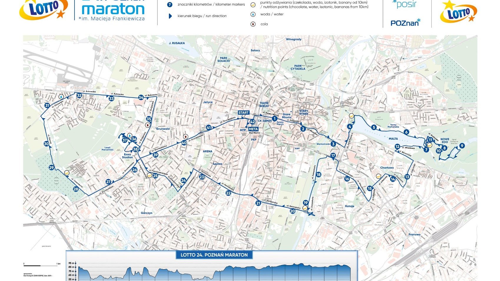 Mapa trasy 24. Poznań Maratonu