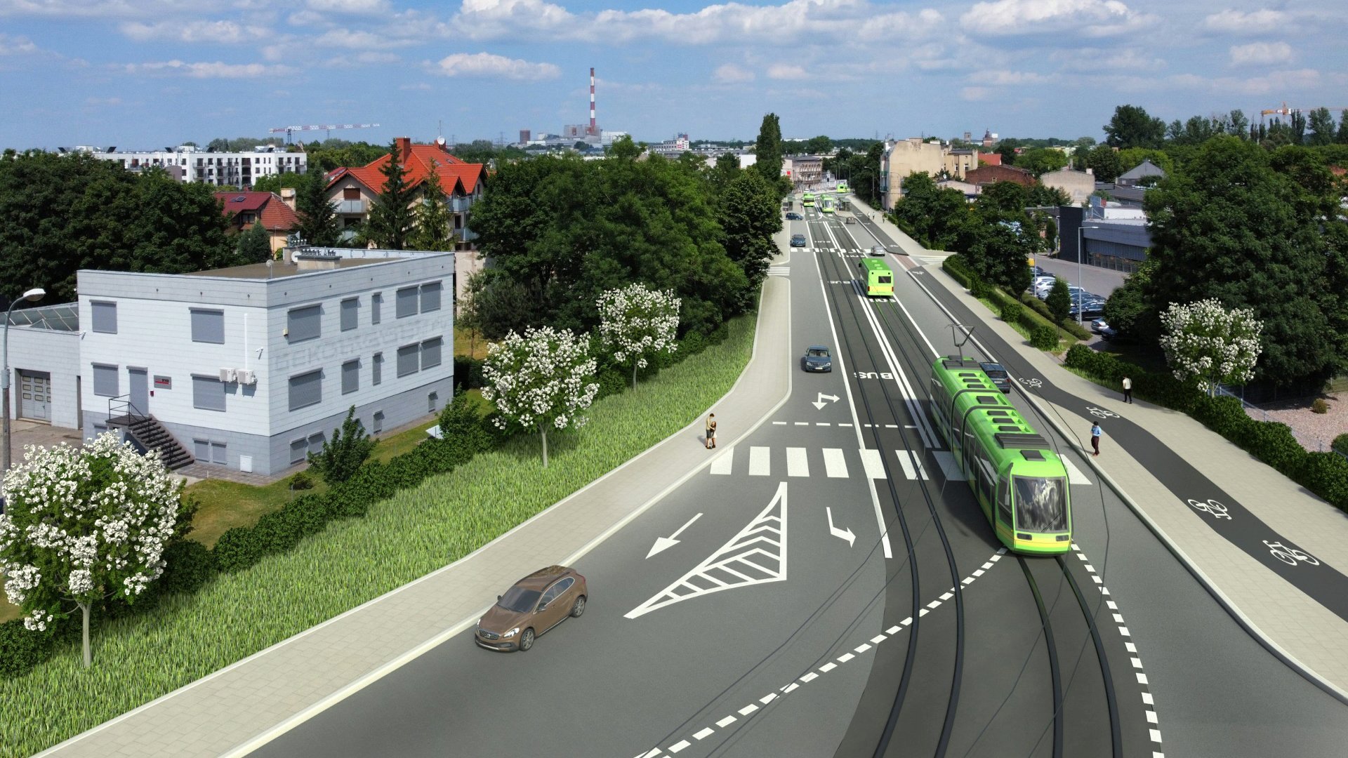 Poglądowa wizualizacja trasy tramwajowej do stacji Poznań Wschód - grafika artykułu