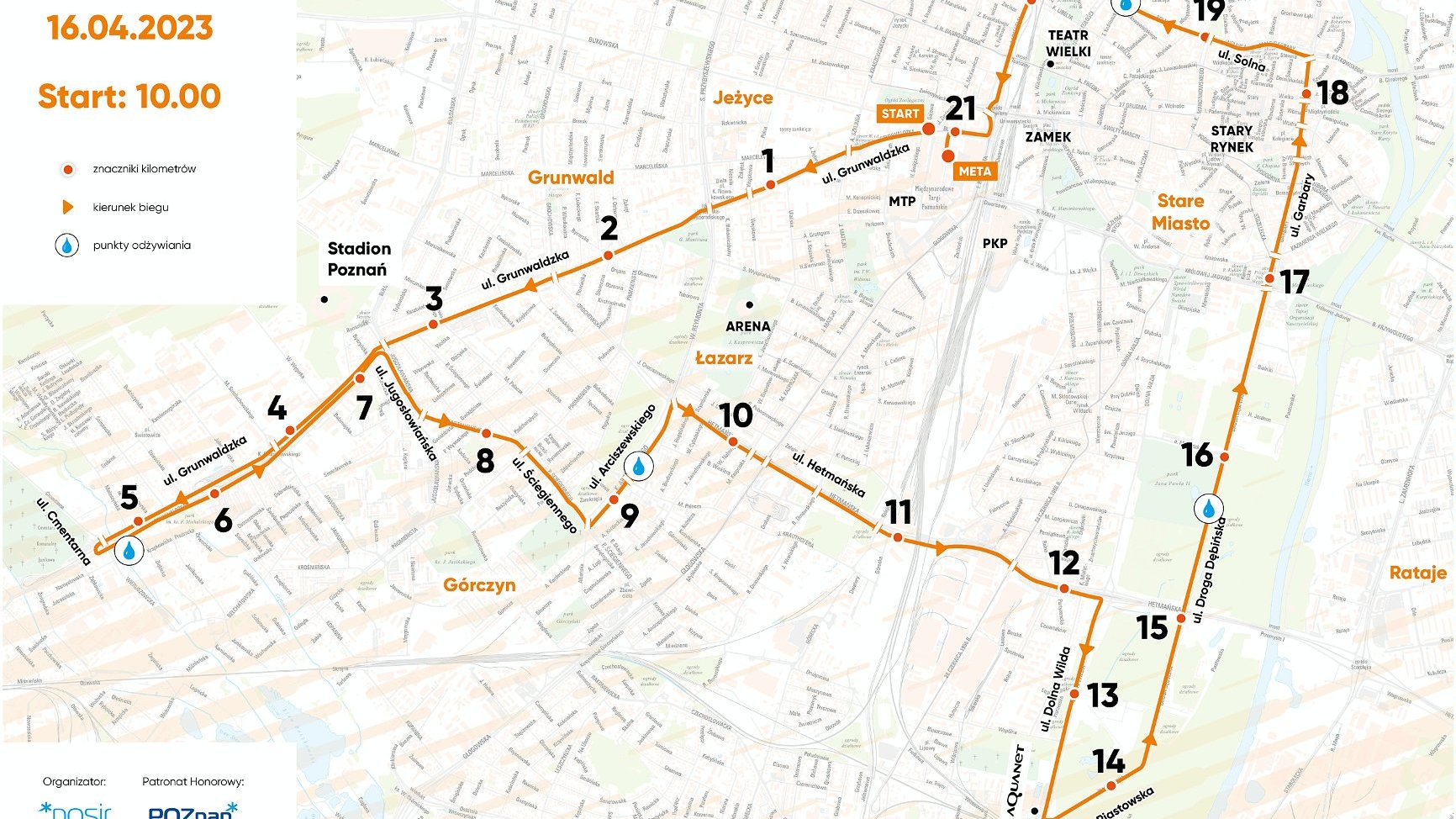 Przebieg trasy - 15.Poznań Półmaraton fot. POSiR