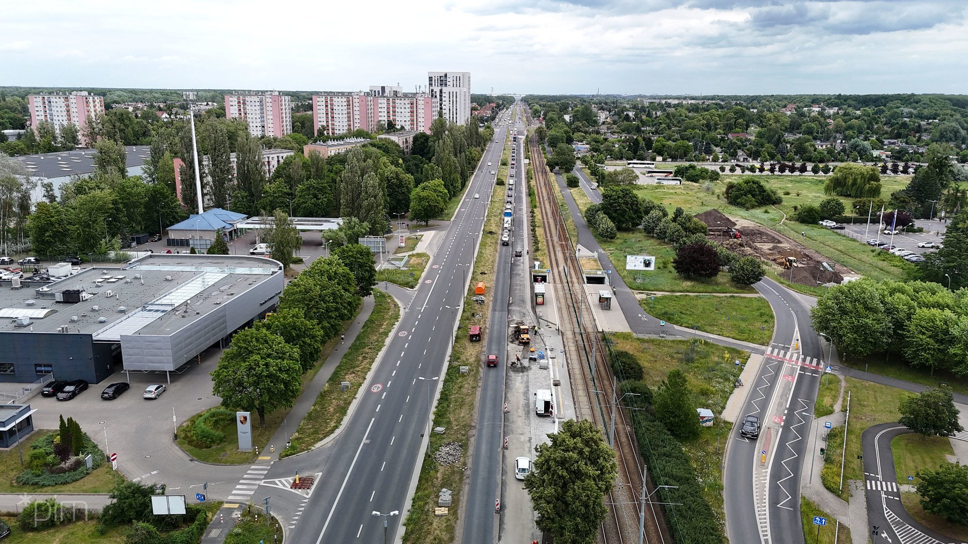 Galeria zdjęć z lotu ptaka remontowanego odcinka ul. Warszawskiej