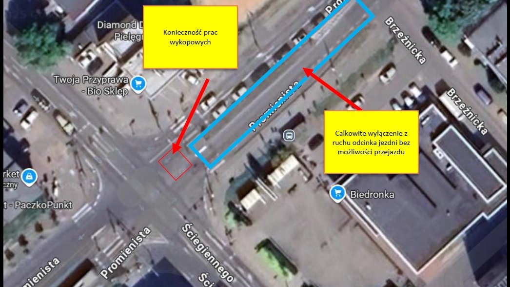 Schemat zakresu prac na ul. Promienistej