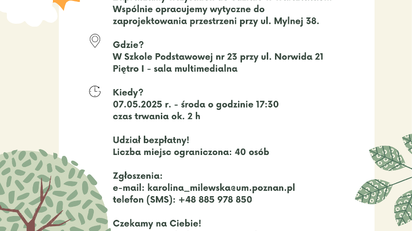 Grafika plakatu przedstawia treści opisane w artyklule oraz rysunkowe postacie bawiących się dzieci