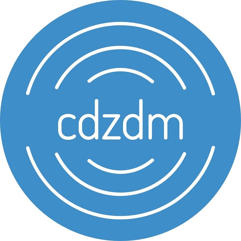 logotyp Centrum Doradztwa Zawodowego dla młodzieży, małe litery cdzdm wpisane w niebieskie koło, w którym są niałe pókoliste kreski - grafika artykułu
