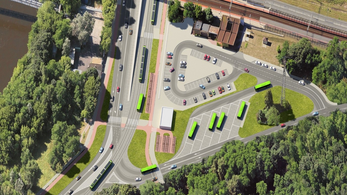 Wizualizacja. widok z góry. Okolice dworca Poznań Garbary.