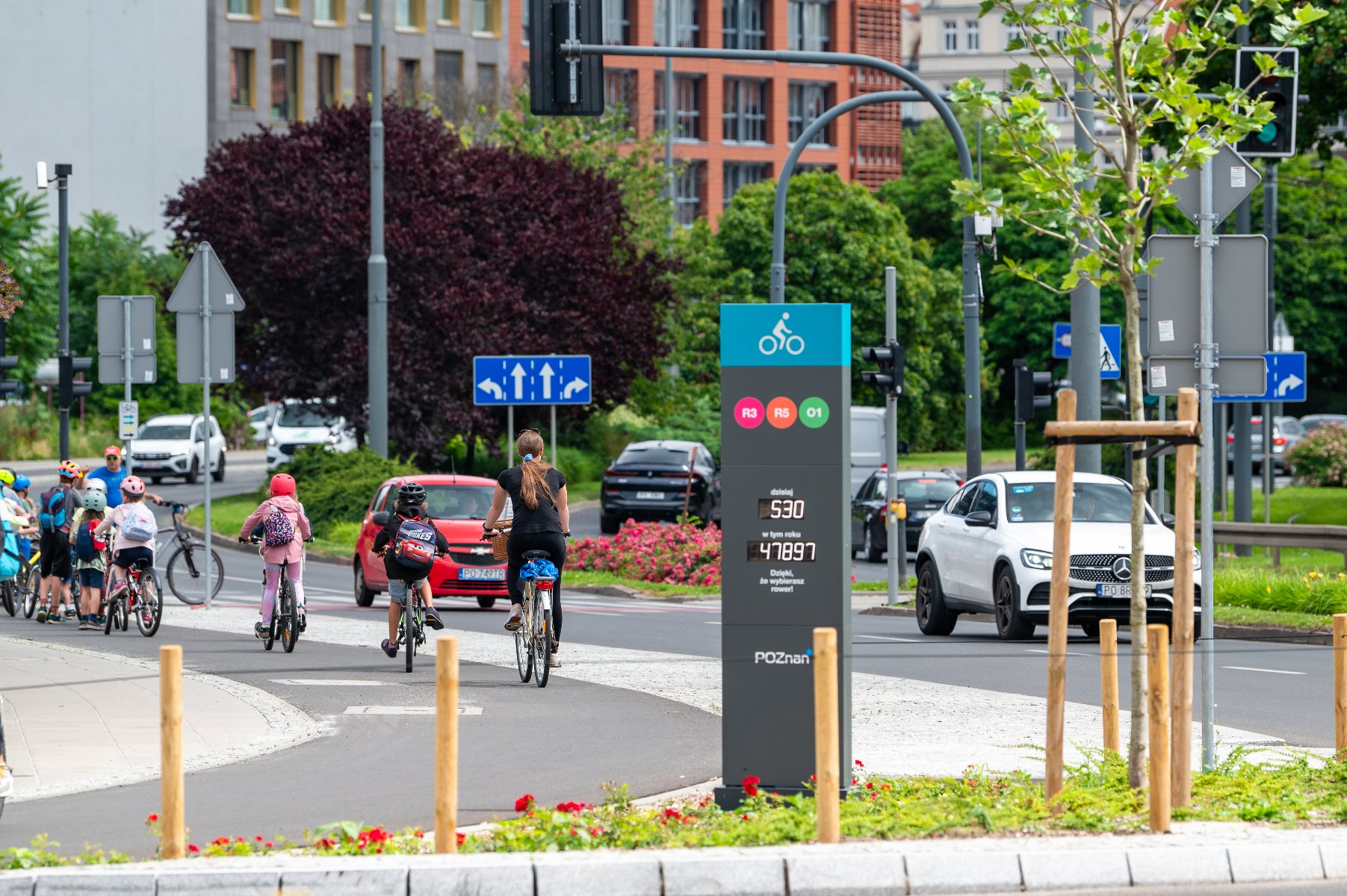 Młodzi rowerzyści na drodze rowerowej przy ul. Solnej - grafika artykułu