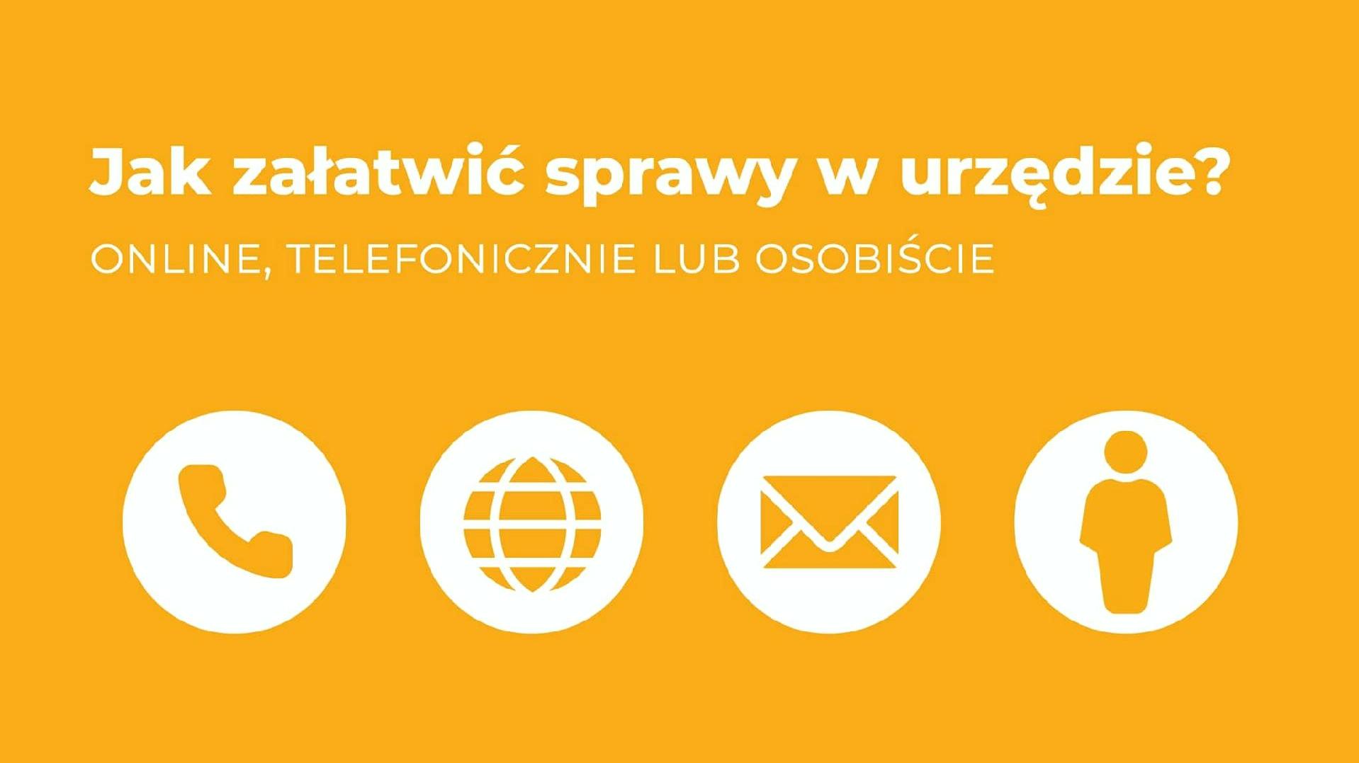 Plakat. Biały napis na żółtym tle: Jak załatwić sprawy w urzędzie? - grafika artykułu