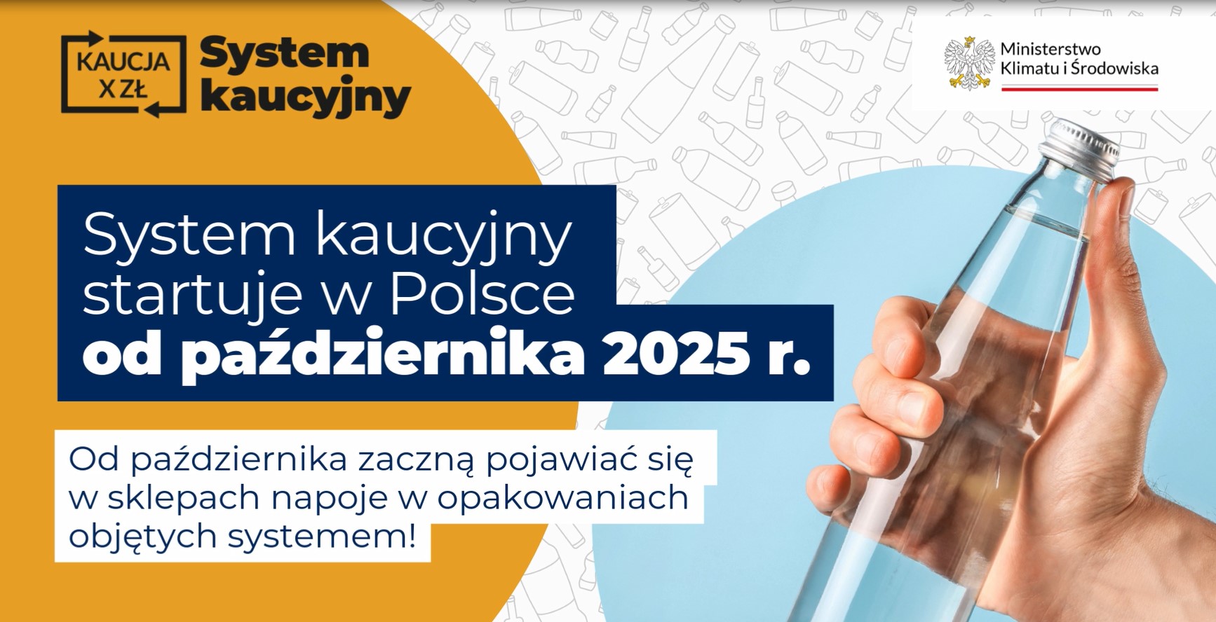 Grafika informująca o uruchomieniu systemu kaucyjnego za opakowania po napojach - grafika artykułu
