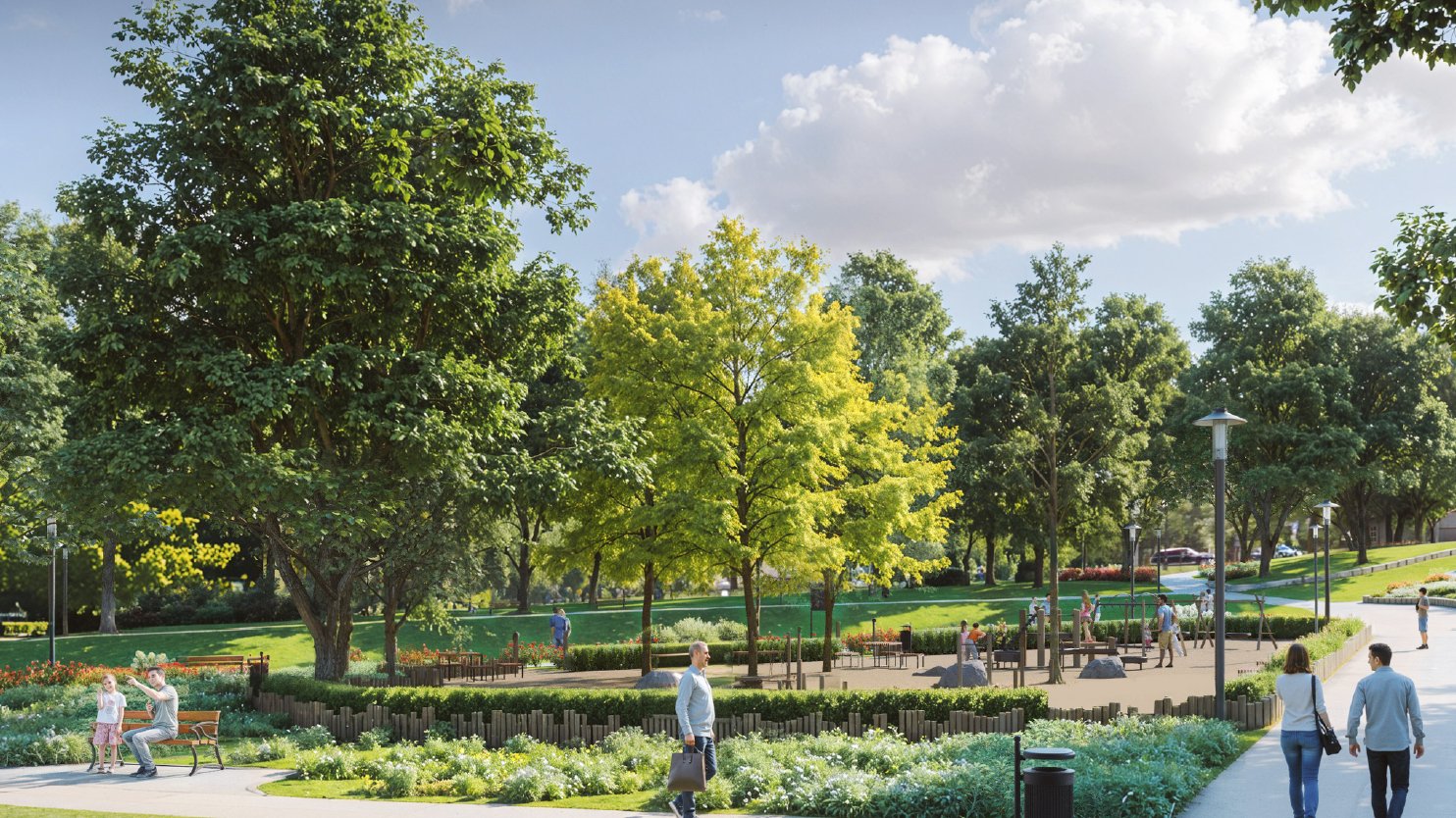 Wizualizacja koncepcji rewaloryzacji Parku Henryka Wieniawskiego i skweru Antoniny Kaweckiej