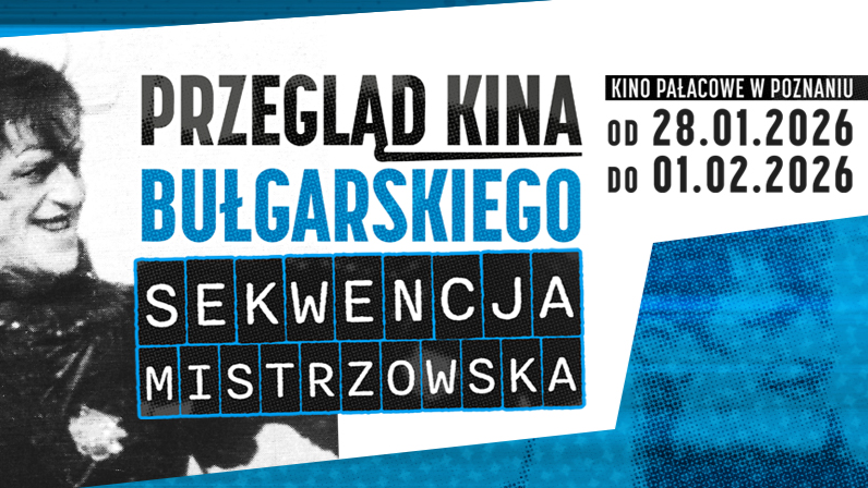 Plakat prezentujący czarne, białe i niebieskie napisy wskazujące tytuł wydarzenia oraz najważniejsze informacje zawarte w treści artykułu. Z lewej strony widać czarno-białą, uśmiechniętą postać mężczyzny, który wyciąga dłonie w poprzek.