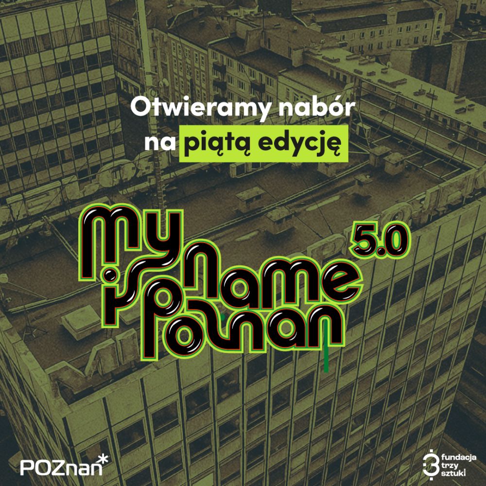 Plakat wydarzenia z motywem poznańskich wieżowców.