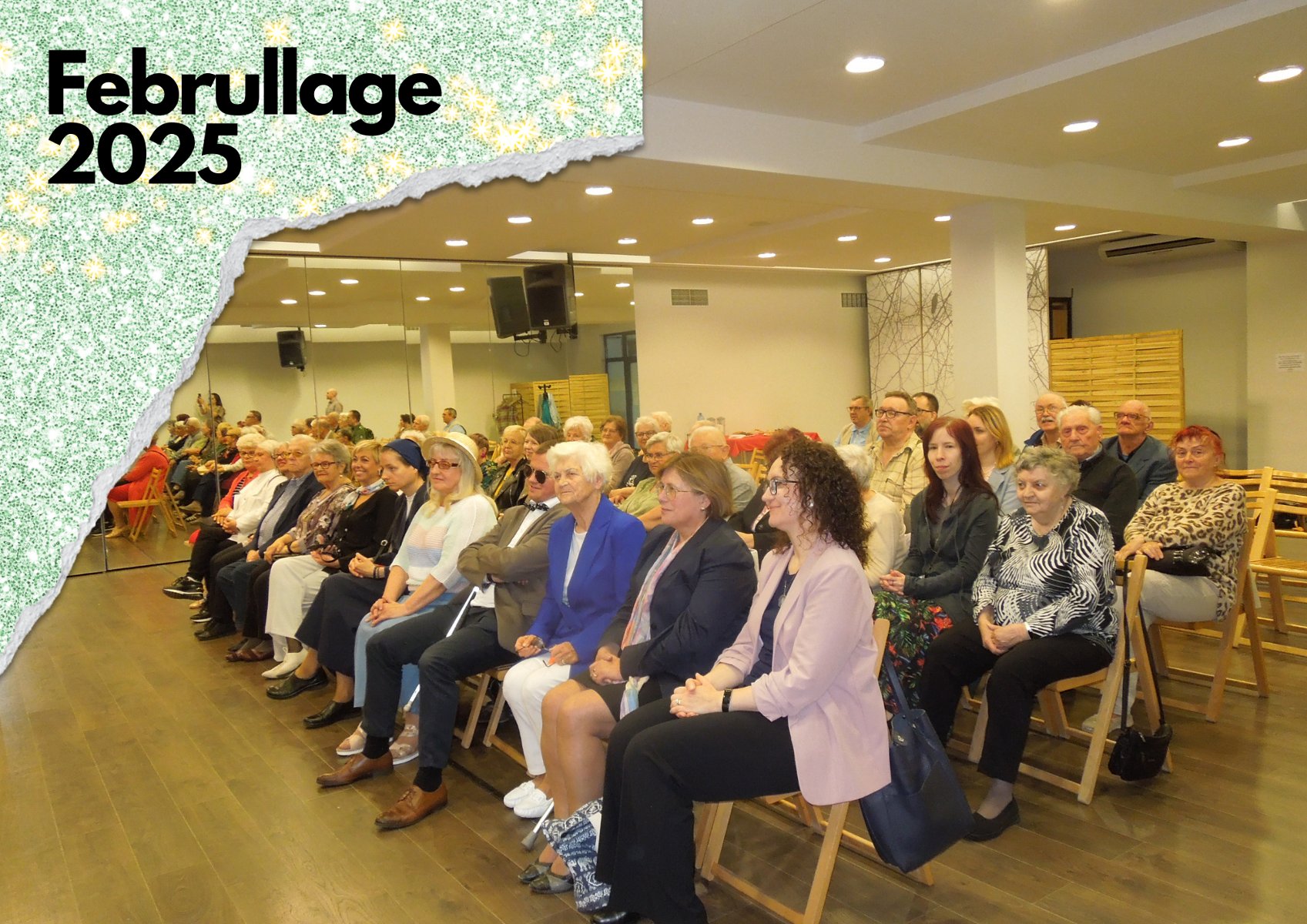 Widownia na sali w ODK "Orbita", w lewym górnym rogu napis "Februllage 2025"