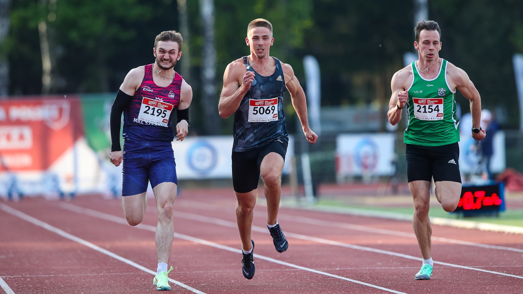Anton Bachórski, Mateusz Siuda i Łukasz Żak podczas AMP w lekkiej atletyce w Poznaniu, fot. Przemysław Szyszka