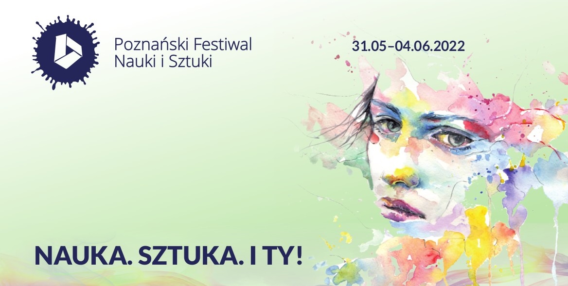 Grafika XXV Poznańskiego Festiwalu Nauki i Sztuki. Na obrazku widać portret kobiety namalowany akwarelami w pastelowych kolorach - grafika artykułu