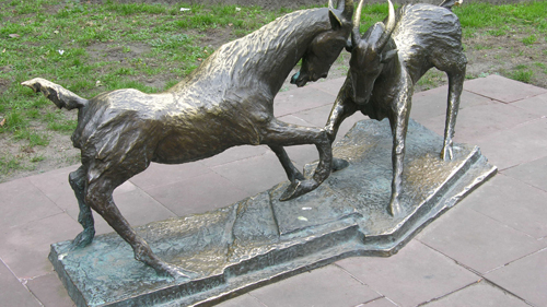 Bronze effigies of billy-goats