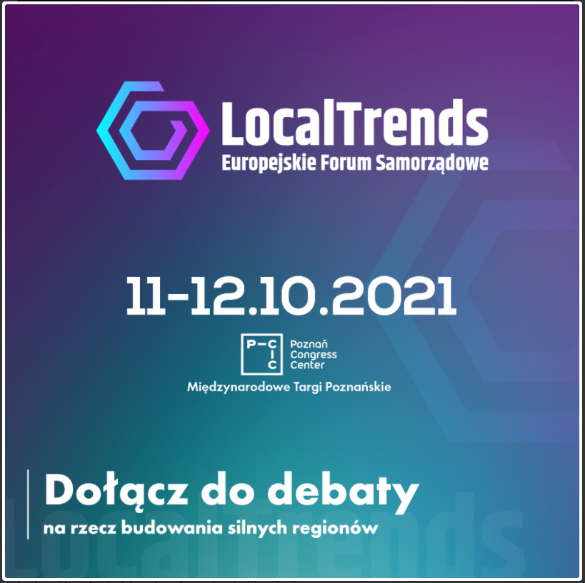 A picture is an advertising poster of Local Trends 2021 event, containing information on location and time of event. - grafika artykułu