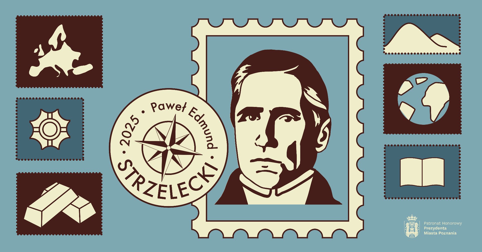 Graphic with the image of Edmund Strzelecki and the inscription "2025 Paweł Edmund Strzelecki" - grafika artykułu