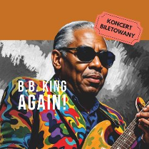 Zdjęcie BB Kinga w kolorowej marynarce, informacje o koncercie inspirowanym jego twórczością.