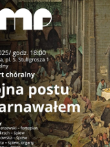 Baner promujący wydarzenie. Nazwa wydarzenia i data. W tle obraz Pietera Bruegla - Wojna postu z karnawałem.