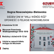 Baner promujący wydarzenie. Nazwa wydarzenia i data. Zdjęcie okładki książki.