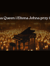 Baner promujący wydarzenie. Nazwa wydarzenia i zdjęcie z wielona świecami.